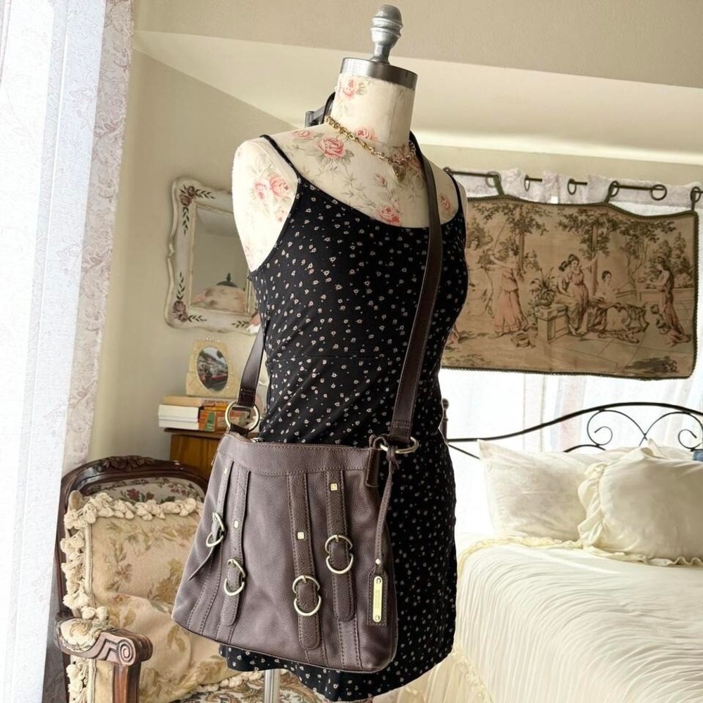 brown‎ leather purse kenneth reaction crossbody y2k